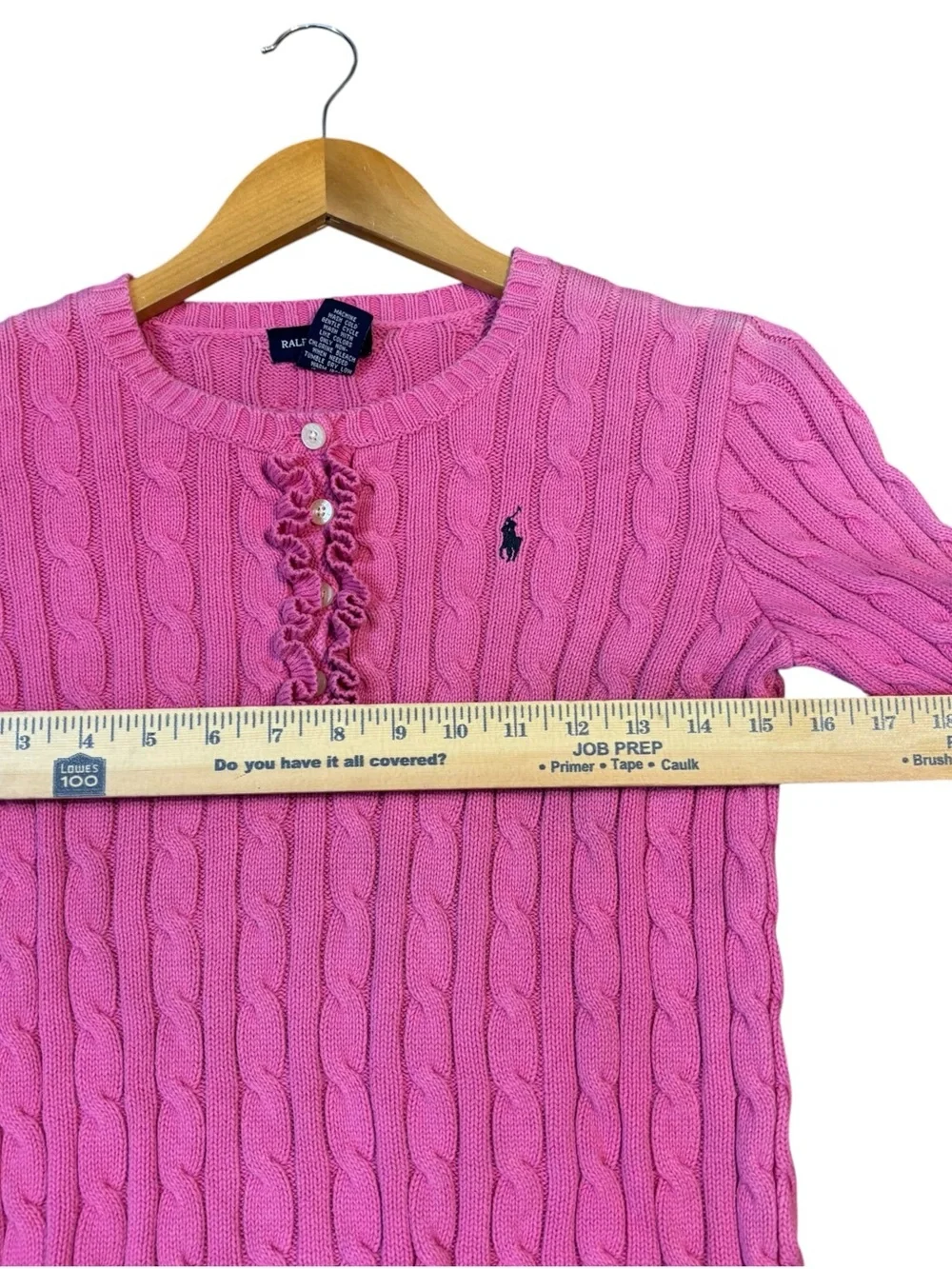 Ralph Lauren pink cotton cable- knit sweater girls size L(12/14)